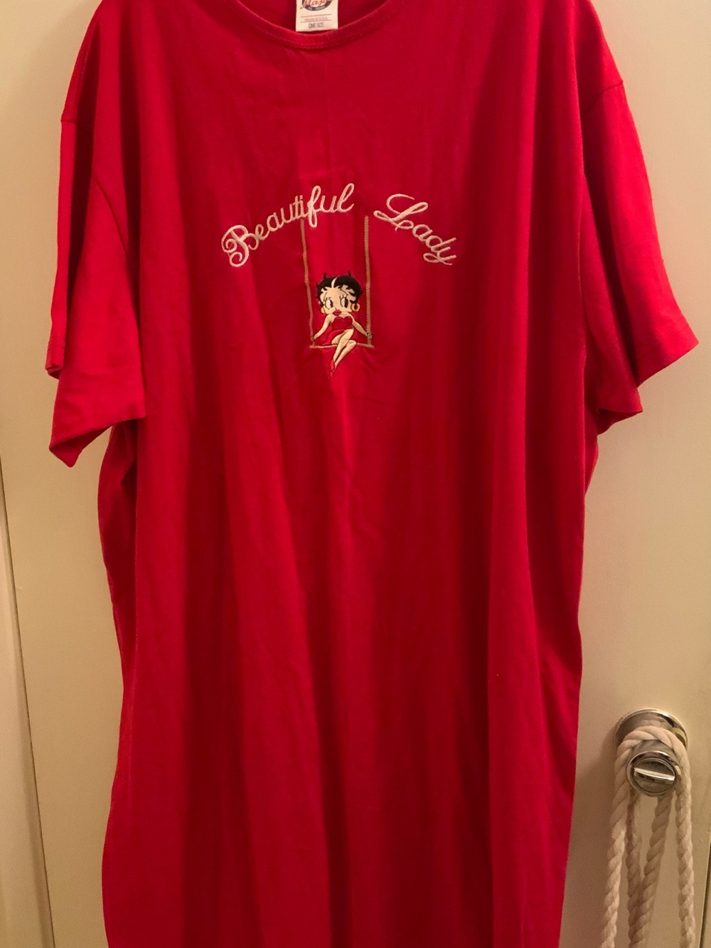 Vintage 90s Red "Beautiful Lady" Graphic Nightgown- Betty Boop Style